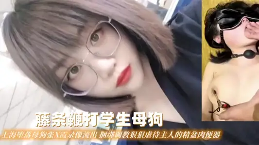 【藤条鞭打学生母狗】上海堕落母狗张X霞录像流出捆绑调教狠狠虐待主人的精盆肉便器